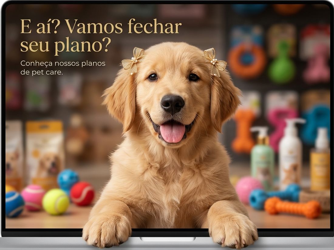 Filhote golden com lacinhos: e aí, vamos fechar seu plano?